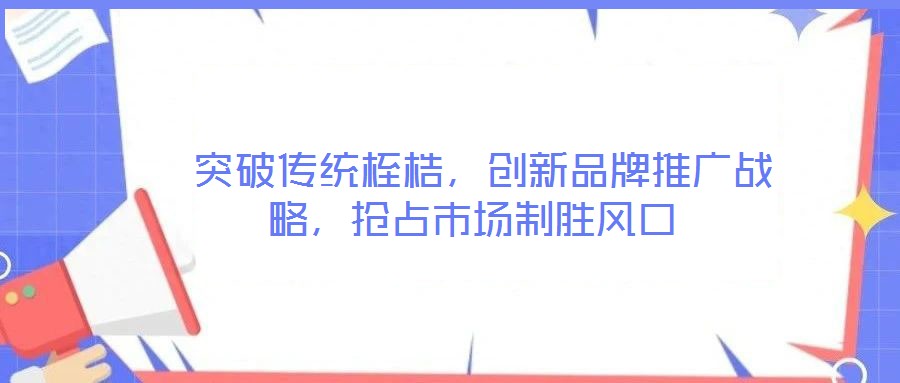  突破傳統(tǒng)桎梏，創(chuàng)新品牌推廣戰(zhàn)略，搶占市場制勝風口