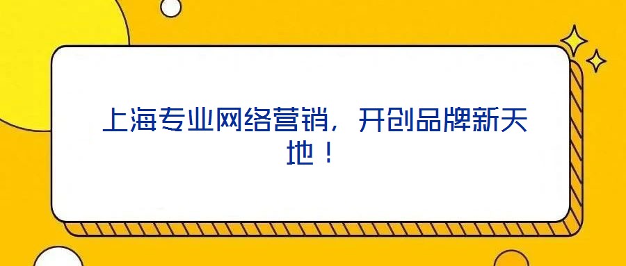 上海專業(yè)網(wǎng)絡(luò)營(yíng)銷，開創(chuàng)品牌新天地！